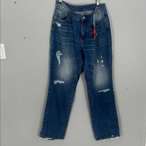 Flamingo Stylish Dark Blue Women's Straight Leg Jeans XXL